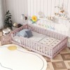 COWLOWN Twin Size Floor Bed with Safety Fence & Door, Rubber Wood Montessori Bed for Toddlers - 4 of 4