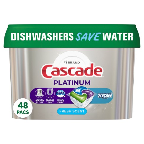 Cascade Fresh Scent Platinum Dishwasher Detergent Actionpacs + Cleaner Pods  - 48ct : Target