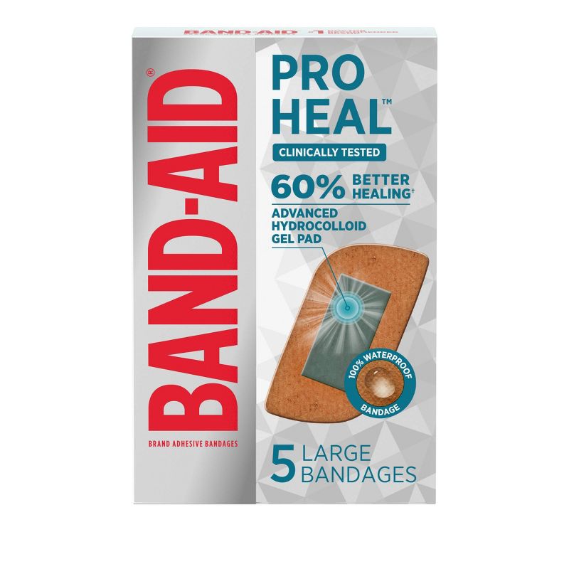Band-Aid Brand Pro Heal Adhesive Bandages with Hydrocolloid Gel Pads - Large - 5 ct, 1 of 10
