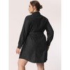 Agnes Orinda Women's Plus Size Long Sleeves Belted Midi Denim T-Shirt Dresses - 4 of 4