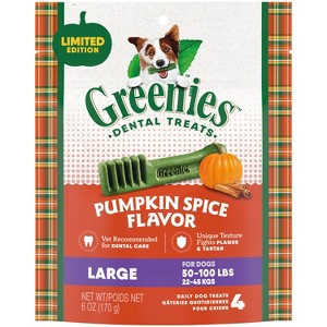 Greenies Pumpkin Spice Flavor Large Dental and Hard Chews Dog Treats - 6oz/4ct - 1 of 4