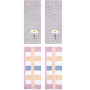 REGALWOVEN 4 Pcs Cotton Bathroom Soft Absorbent Cotton Hand Towels - 1 of 4