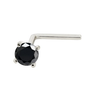 Jewelry Avalanche Black Moissanite 22G 14K Gold L-shape Nose Stud - 1 of 4