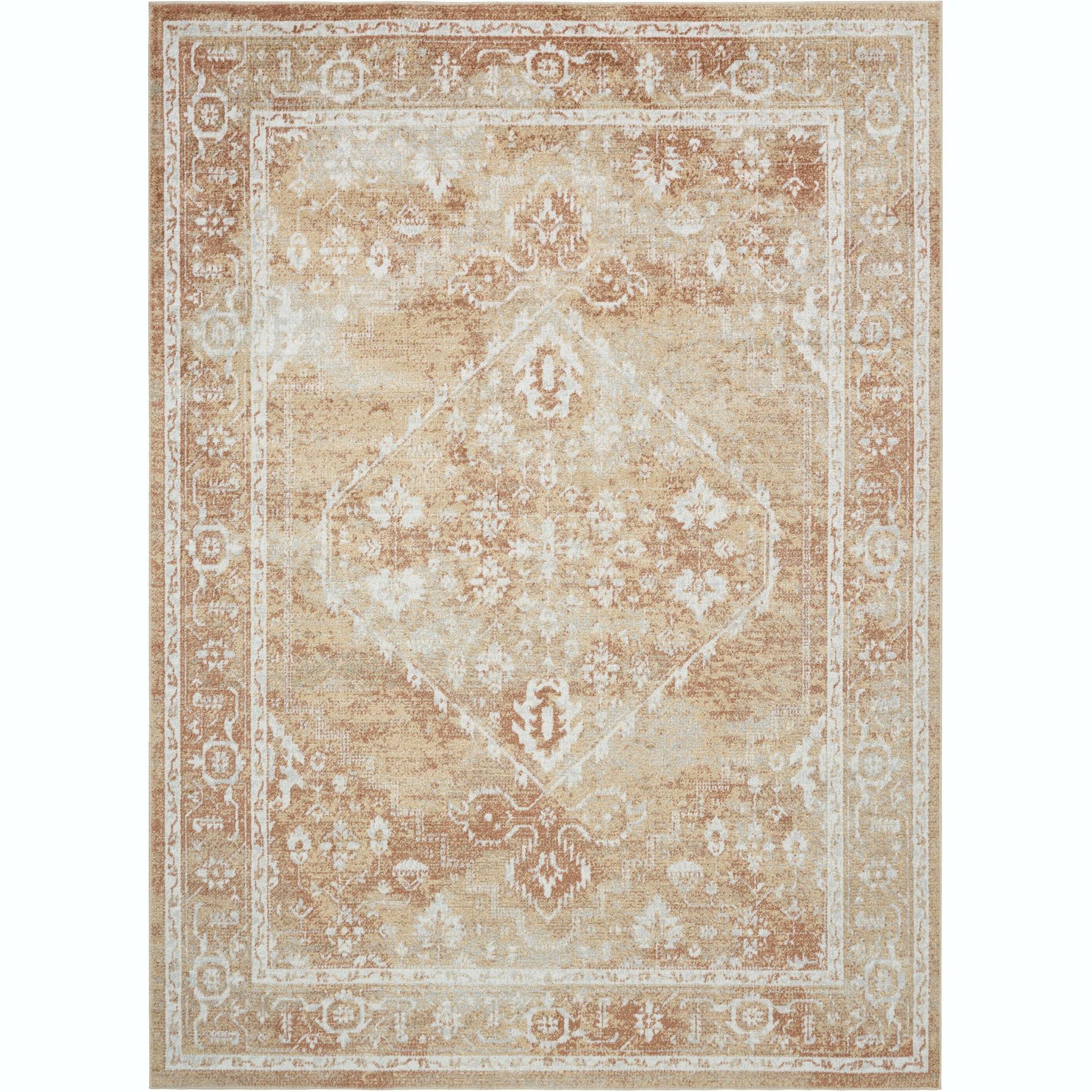 Nourison Astra Machine Washable 6'7" x 9' Rust Multicolor Vintage Indoor Flatweave Rug