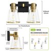 POWLIG 13.77-in 2-Light Black&Gold Modern Dimmable Vanity Light with Cone Clear Glass Shade Suitable for Bathroom Living Room - 3 of 4
