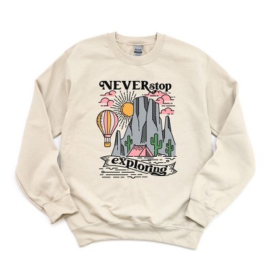 Simply Sage Market Women's Graphic Sweatshirt Never Stop Exploring - 2XL - Dust