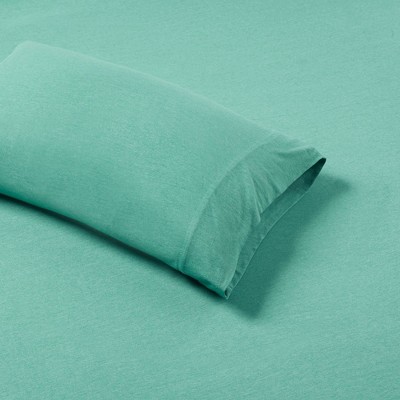 Aqua Twin Polyester Jersey Knit Sheet Set