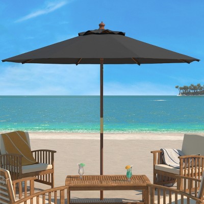 Cannes 11-Foot Grey Wooden Pulley Market Umbrella