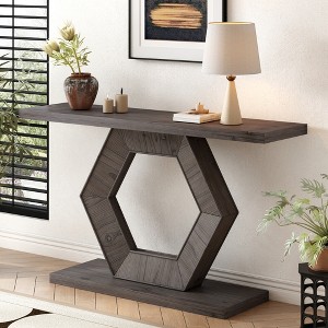JUJABU Modern Entryway Table with a Unique Hollow Hexagon Leg Design and a Premium Fir Veneer Finish for Sophistication - 1 of 4