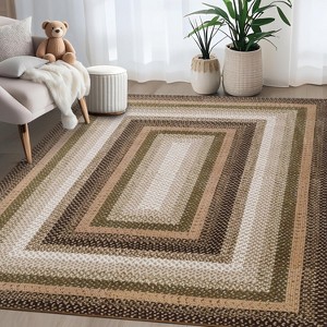 coucheta Multi-size Washable Area Rug, Farmhouse Geometric Textured Non-Shedding Low Pile Non Slip Carpet, for Living Room, Bedroom, Dining Room - 1 of 4