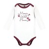 Hudson Baby Infant Girl Cotton Long-Sleeve Bodysuits, Plum Wildflower 5 Pack - image 3 of 4