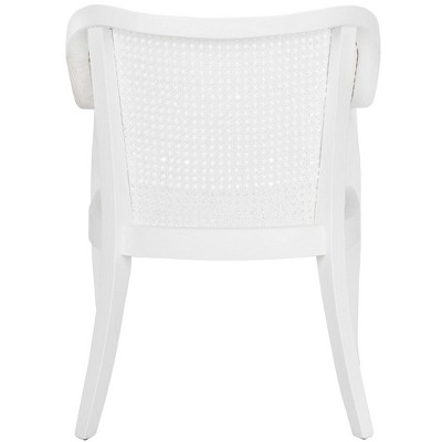 Parsons White Wood & Cane Transitional Arm Chair