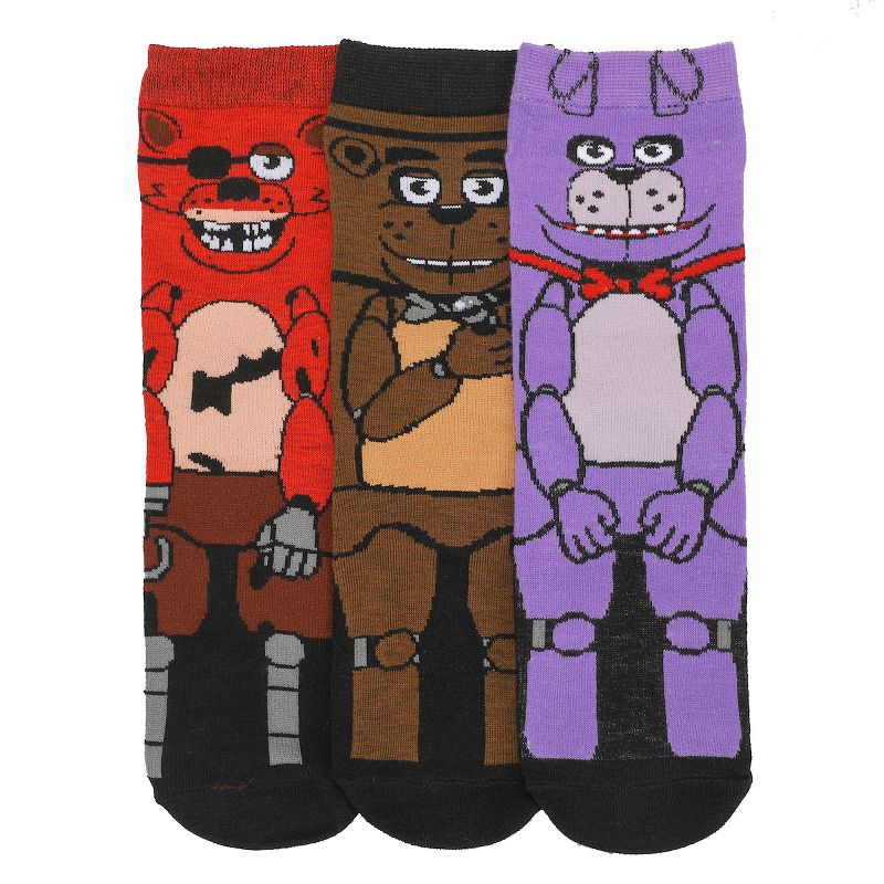 Five nights at freddy's Animatronics 3-Pack Animigos crew Socks for Youth, 1 of 7