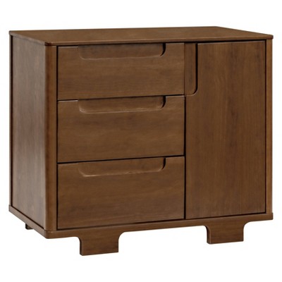 Natural Walnut 3-Drawer Changer Dresser with Cabinet