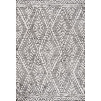 Gray and Ivory Diamond Pattern Reversible Area Rug