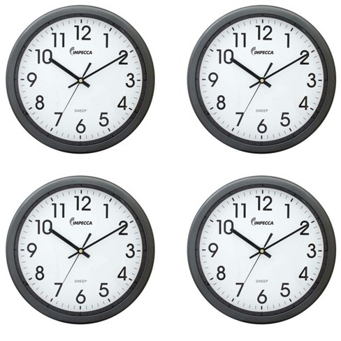 Impecca 12 Inch Quiet Movement Wall Clock - Grey, 4-Pack - image 1 of 3