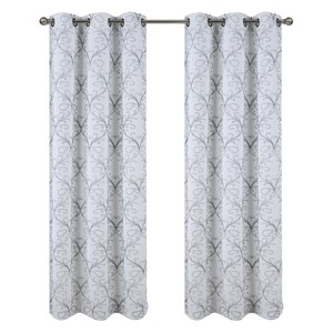 RT Designer Collection Kimber 2 Pack Embroidered Blackout Luxurious Decorative Grommet Curtain Panel 36" x 84" White - 1 of 4