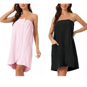 INSPIRE CHIC Women's 2 Pcs Bath Gym Towel Wrap with Shower Cap Spa Robe - 1 of 4