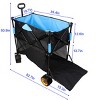 YONWAY 450 LBS Capacity,Double Decker Large Capacity Wagon Cart,with Extended Lower Shelf and 360° Rotating Wheels,for Camping,Shopping,Beach,Blue - 3 of 4