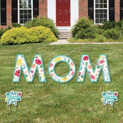 Big Dot of Happiness Colorful Floral Happy Mother's Day - Yard Sign Outdoor Lawn Decorations - We Love Mom Party Yard Signs - Mom