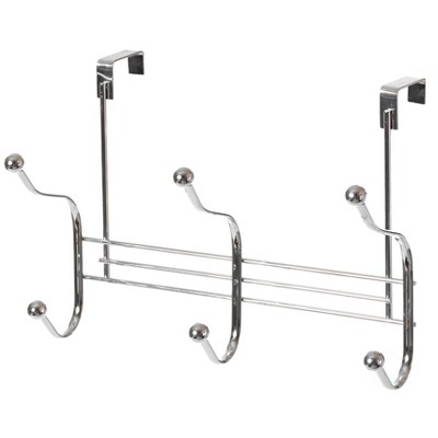 Basicwise Chrome 6 Hook Hanger Organizer, Hang Over The Door Kitchen Vanity Towel Hook, Entryway Coat Rack