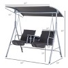 Syemin Patio Swings Outsunny 2 Person Porch Swing, Outdoor Swing with Canopy, Pivot Storage Table Cushions for Patio, Backyard, Beige, 69"*44"*65" - 3 of 4