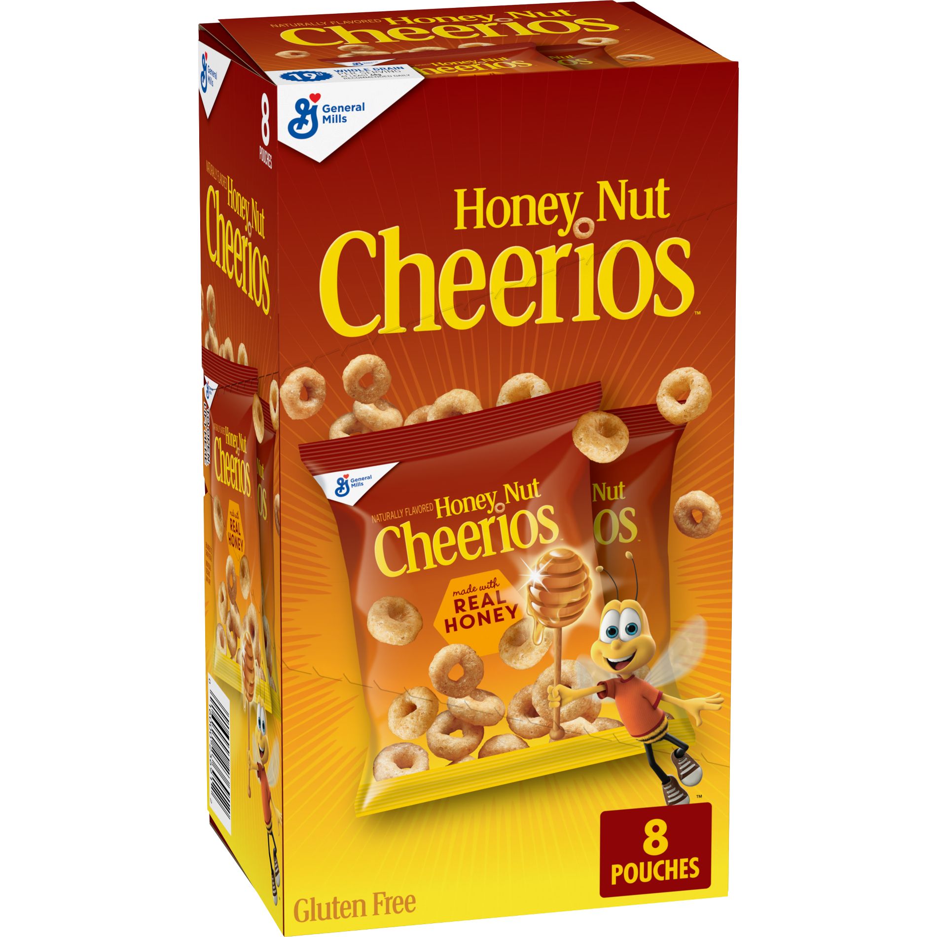 Cheerios Gluten Free Honey Nut Breakfast Cereal Pouches - 8ct