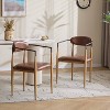 Christopher Knight Home Set of 2 Eva Modern Upholstered Iron Dining Chairs with Curved Open Back Brown/Light Brown - 2 of 4
