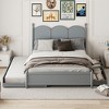 Queen Size Platform Bed With with 2 Big Drawers and Twin XL Size Trundle-ModernLuxe - 3 of 4