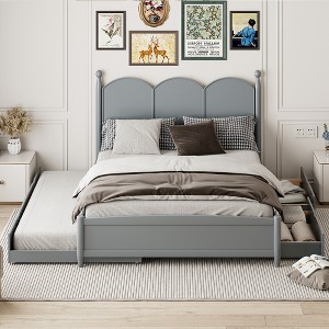 Whisen Queen Size Platform Bed with 2 Big Drawers and Trundle - 1 of 4
