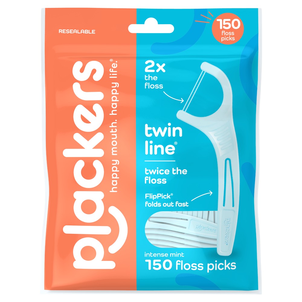 Plackers Twinline Dental Floss Picks - 150ct: Mint Flavored, 1.88" Length