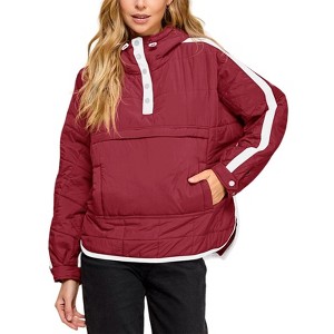 Imily Bela Womens Oversized Puffer Pullover Jacket Quilted Color Block Puffy Hooded Coat Fall Hoodies Outerwear with Pockets - 1 of 4