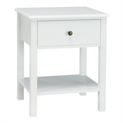 Tangkula End Table Nightstand w/Drawer & Shelf Bedroom Living Room Furniture Black/Brown/White