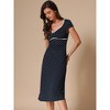 INSPIRE CHIC Women's V Neck Cap Sleeve Polka Dots Summer Vintage Classic Midi Dress - 3 of 4