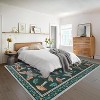 Acekool Washable 5x7 Area Rug, Modern Floral Insect Print, Non Slip Low Pile Soft Stain Resistant Indoor Carpet, Black - 3 of 4
