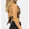 Women's SILKY OPEN BACK CROP TOP - OLIVACEOUS - 4 of 4