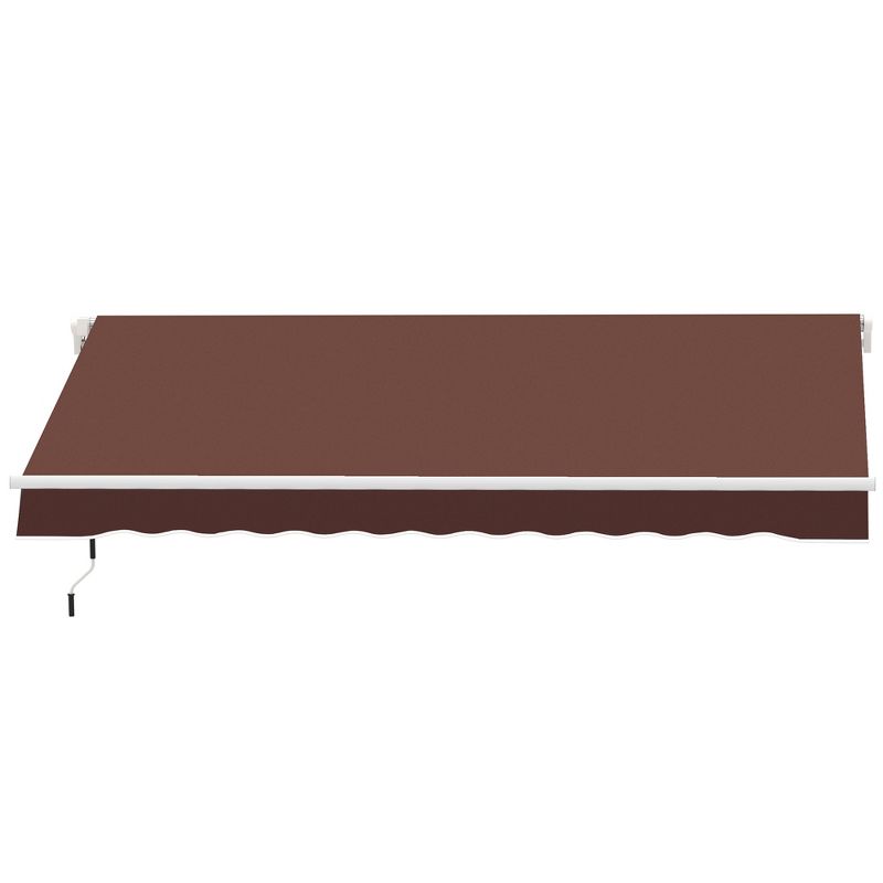 Outsunny 12' x 8' Patio Awning Canopy Retractable Sun Shade Shelter with Manual Crank Handle for Patio, Deck, Yard, Brown, 4 of 9