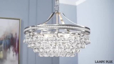 Vienna Full Spectrum Wohlfurst Brushed Nickel Pendant Chandelier 20 1/4" Wide Clear Crystal 5-Light Fixture for Dining Room House Foyer Kitchen Island