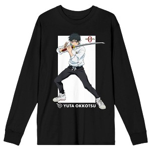 Jujutsu Kaisen 0 Film Yuta Okkotsu Fighting Pose Adult Black Crew Neck Long Sleeve Tee - 1 of 3