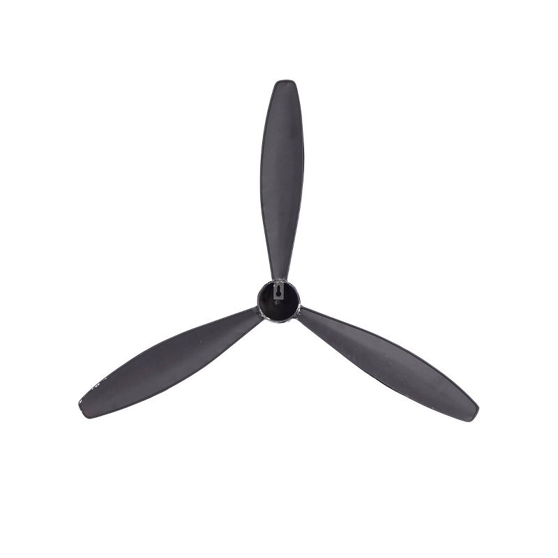 25&#34; x 22&#34; Metal Airplane Propeller 3 Blade Wall Decor with Aviation Detailing Black - Olivia &#38; May, 4 of 6