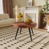 31-inModern farmhouse-style living room coffee table, round table with natural finish, nut-brown - 3 of 4