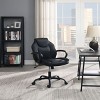 GlasFlength Task and Office Chairs Modern Faux Leather Swivel Chair with Adjustable Height Elegant Design for Home Office, Black, 26"*11"*21" - 2 of 4