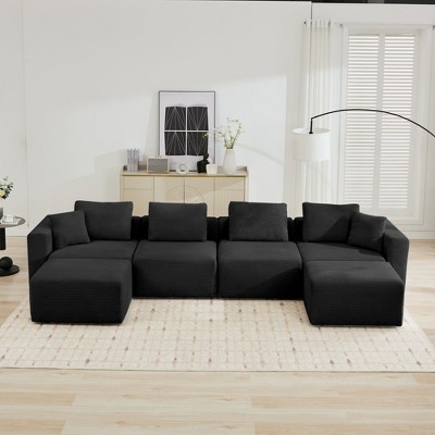 Hyleory Sectional Compression Sofa, Indoor Furniture Convertible Modular Compression Sectional Sofa Set