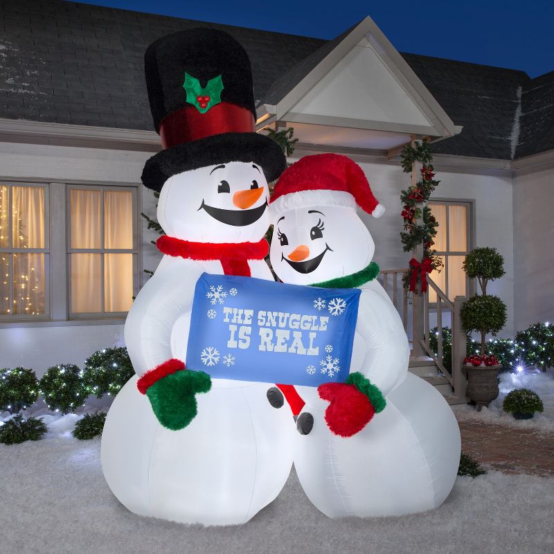 Gemmy Christmas Airblown Inflatable Mixed Media Snow Couple Giant, 10 ft Tall, Multicolored, 2 of 3
