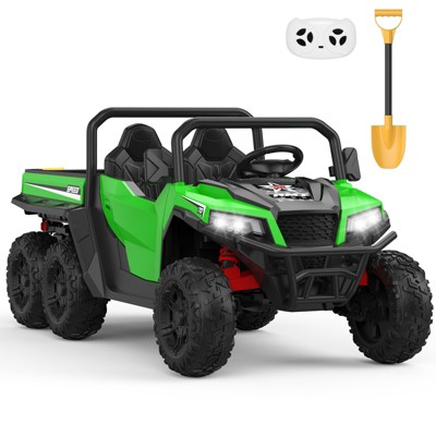 24V 4WD 6-Wheel Electric Ride On Dump Truck with Remote Control, 2 Seater Kids Dump Truck Toy for Big Kids Ages 3+