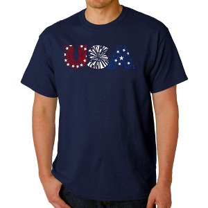 LA Pop Art USA Fireworks - Men's Word Art T-Shirt - 1 of 4