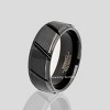 Jewelry Avalanche Black Diagonal Grooves Brushed Finish Beveled Tungsten Carbide Wedding Band, Comfort-fit, 8mm - 2 of 4