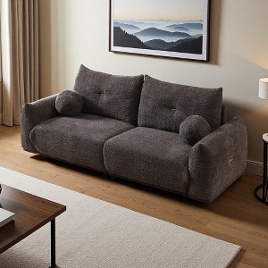 90" Lamb's Wool 2-Seater Cushion Sofa with 2 Cushions - 1 of 4