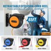VEVOR Retractable Extension Cord Reel, 65 FT, Heavy Duty 12AWG/3C SJTOW Retractable Power Cord with Lighted Triple Tap Outlet, Black - 3 of 4