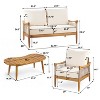 4-PCS Patio Conversation Set Outdoor Furniture Set with Coffee Table, Cushioned Armchairs & Loveseat, Acacia Wood&Woven Rope, Beige+Teak-Merax - 4 of 4